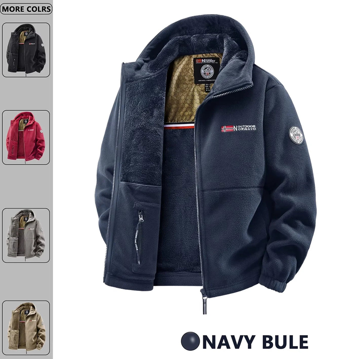 Chaqueta con capucha forrada de lana invierno