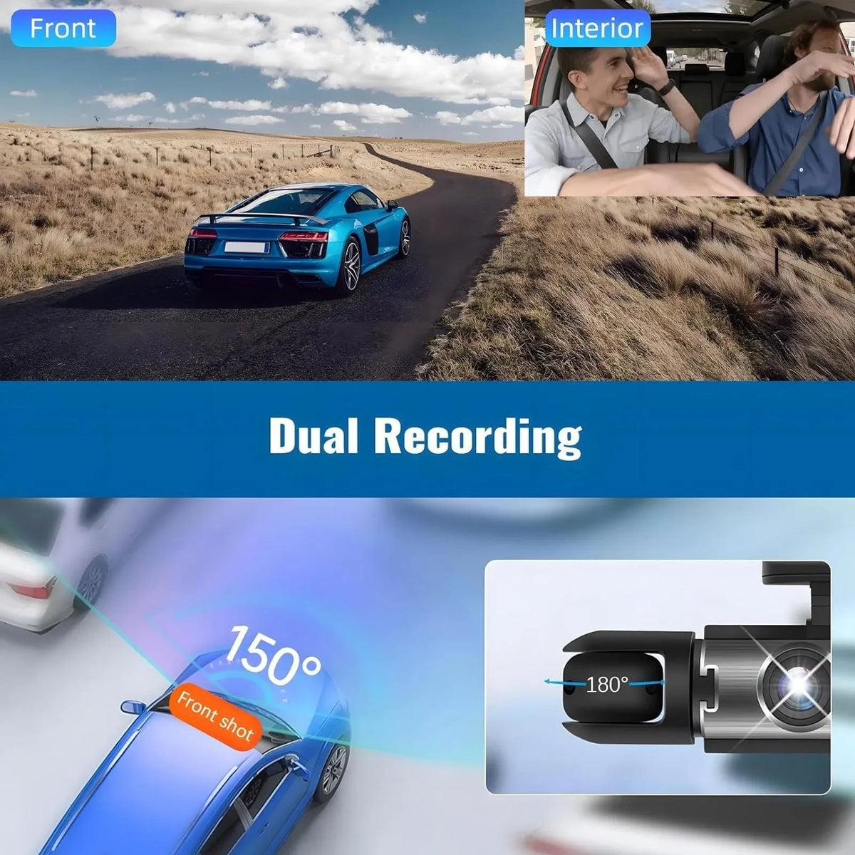 Cámara para Auto Doble Lente 1080P