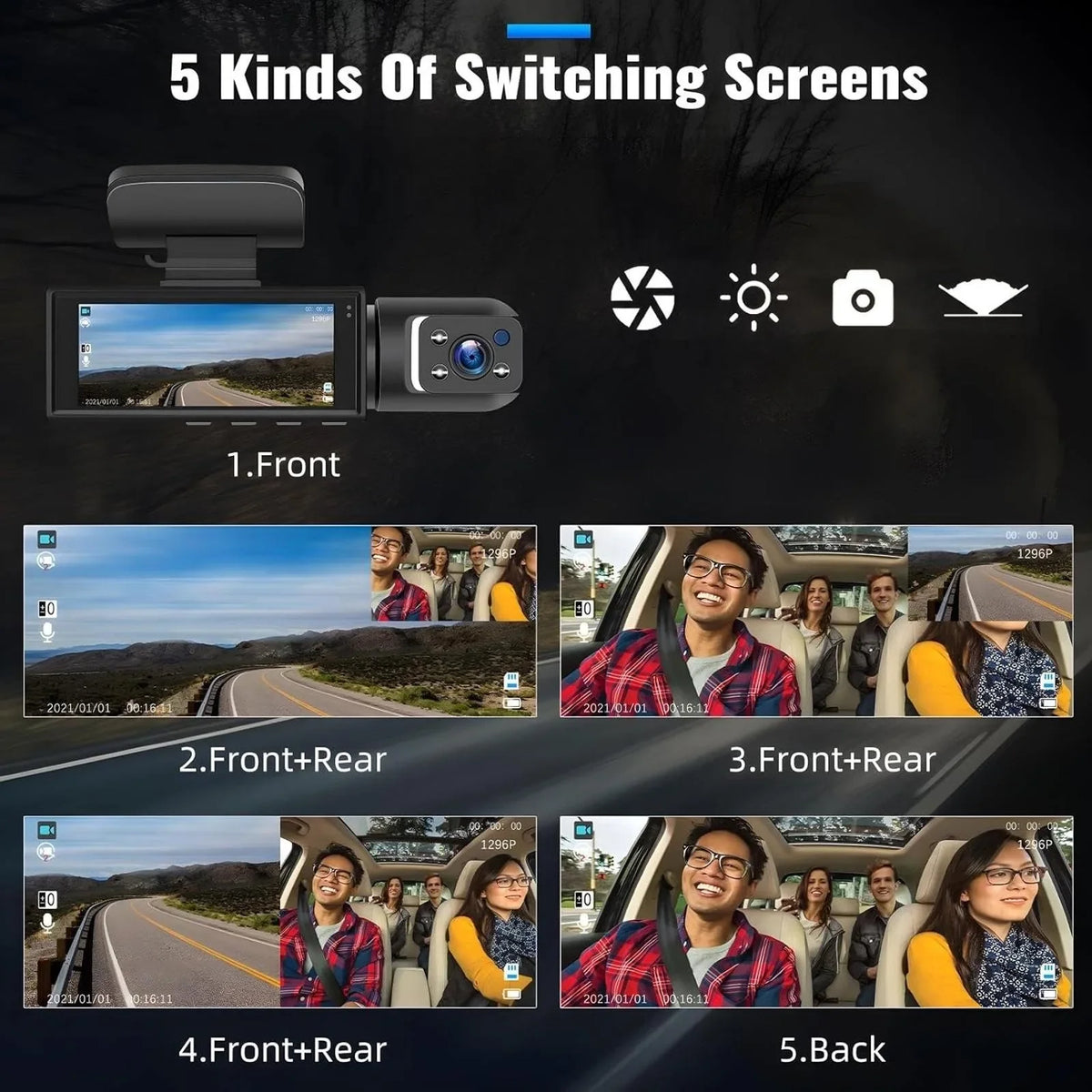 Cámara para Auto Doble Lente 1080P
