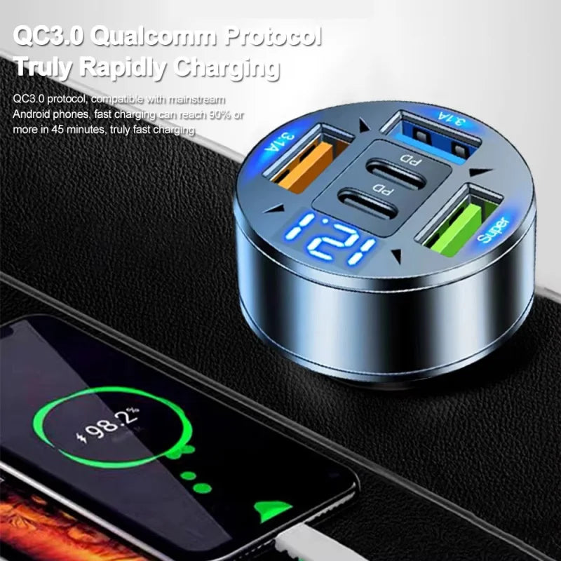 Cargador USB tipo C y USB universal 5 puertos