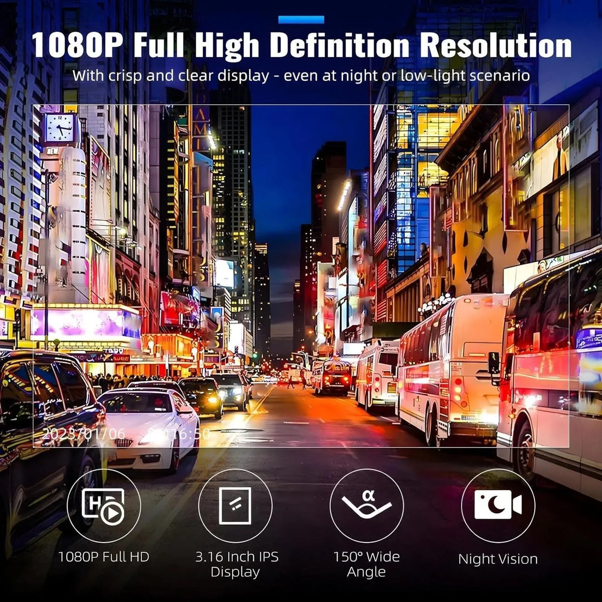 Cámara para Auto Doble Lente 1080P