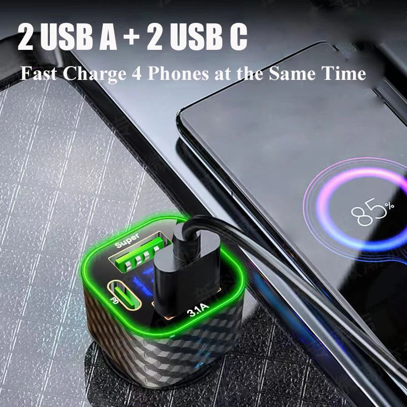 Cargador USB para Autos LED VERDE