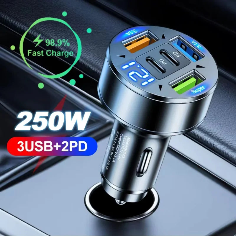 Cargador USB tipo C y USB universal 5 puertos