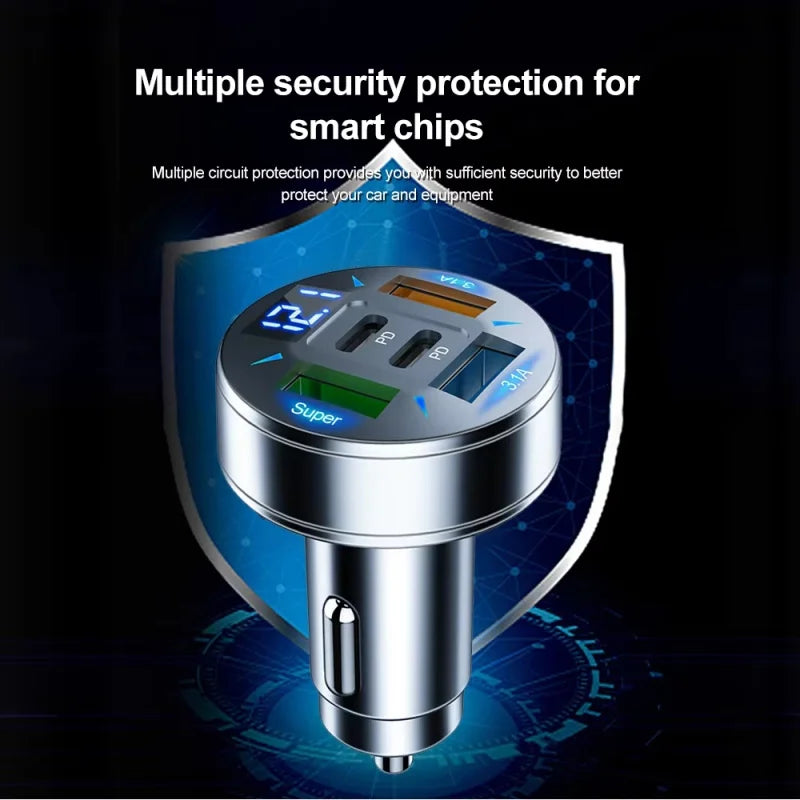 Cargador USB tipo C y USB universal 5 puertos
