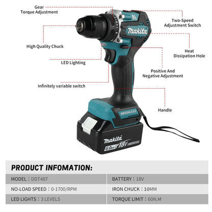 MAKITA Taladro DDF487 18v.(NO INCLUYE BATERIA)