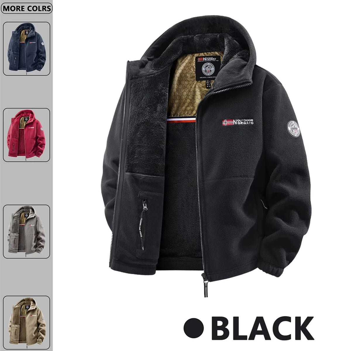 Chaqueta con capucha forrada de lana invierno