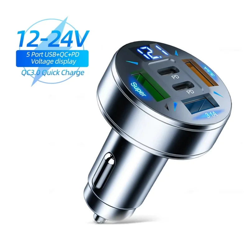 Cargador USB tipo C y USB universal 5 puertos