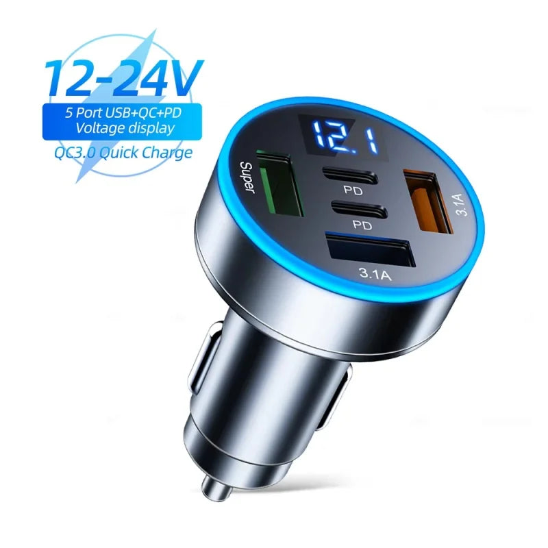 Cargador USB tipo C y USB universal 5 puertos