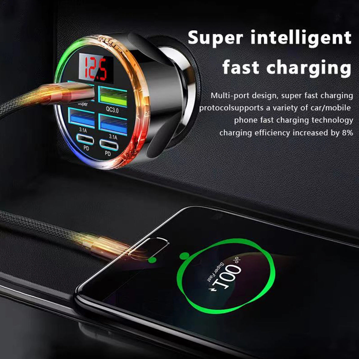 Cargador USB para Autos LED COLOR