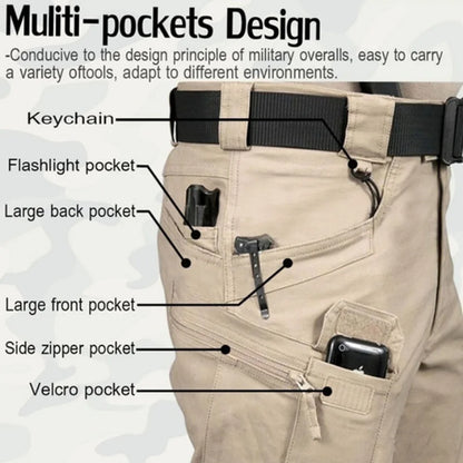 Pantalones impermeables con múltiples bolsillos para hombre