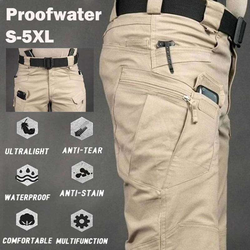 Pantalones impermeables con múltiples bolsillos para hombre