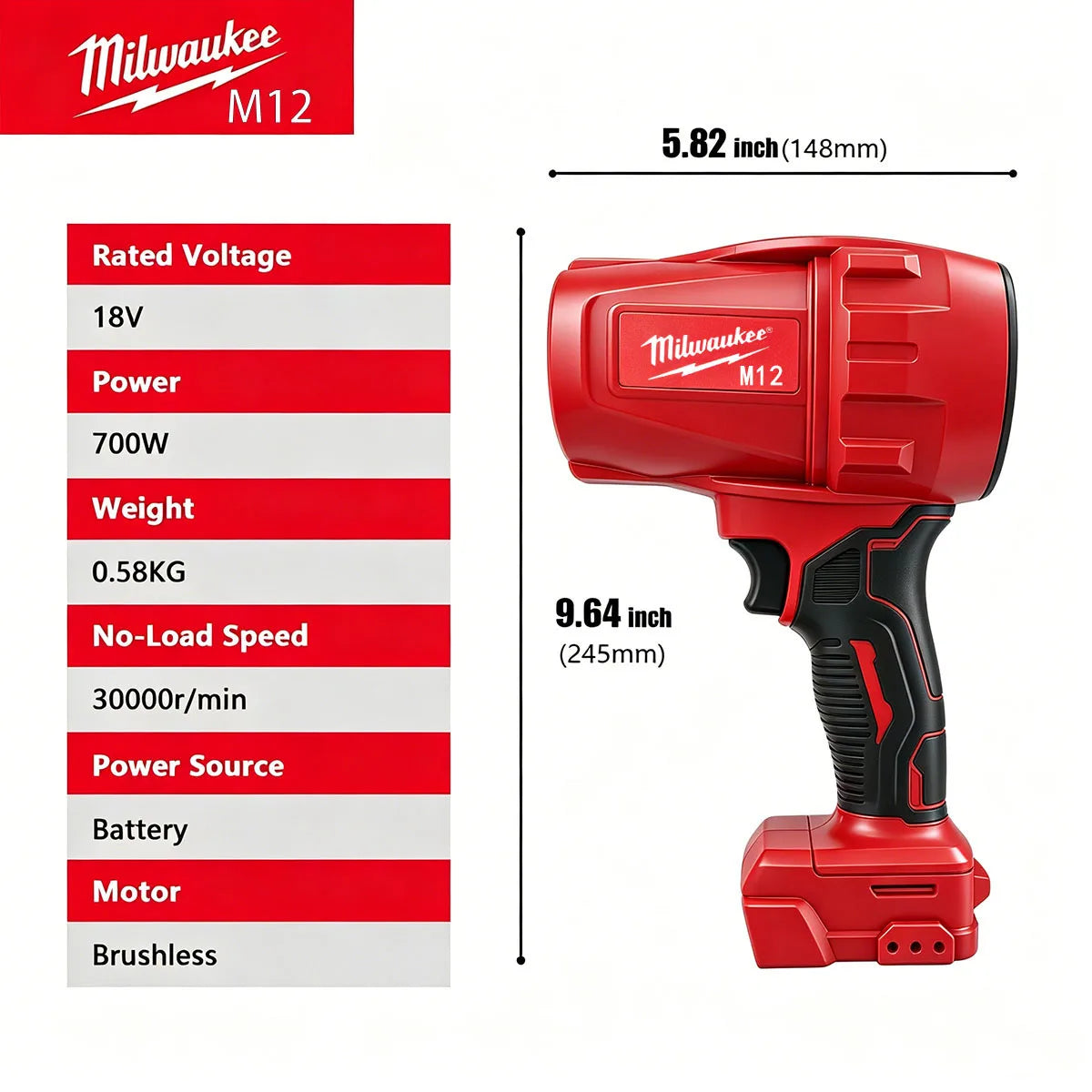MILWAUKEE Soplador 18v.(NO INCLUYE BATERIA)